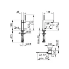 Rubineti i përzierjes së legenit me një levë tunxhi me dizajn katror - Erik Viadurini