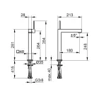 Rubineti i përzierjes së legenit me një levë tunxhi me dizajn katror - Erik Viadurini
