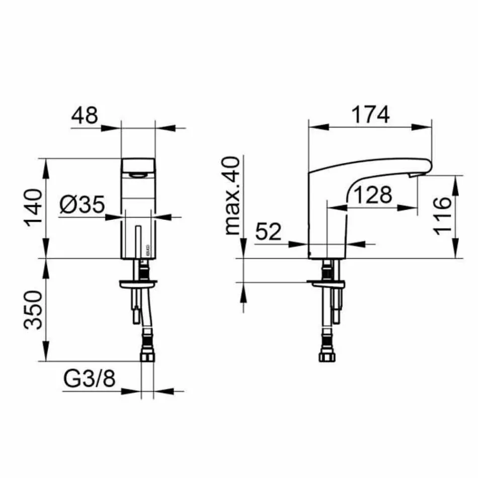 Rubineti i lavamanit banjo metalik modern me sensor infra të kuqe - Gonzo Viadurini