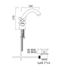 Rubineti i lavamanit të banjës me një vrimë në tunxh me kullues të stilit klasik - Ercolina Viadurini