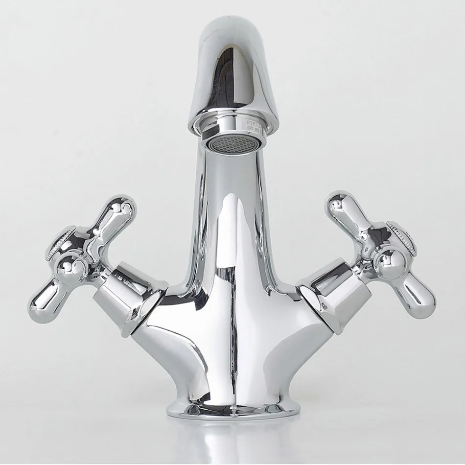 Rubineti i lavamanit të banjës me një vrimë në tunxh me kullues të stilit klasik - Ercolina Viadurini