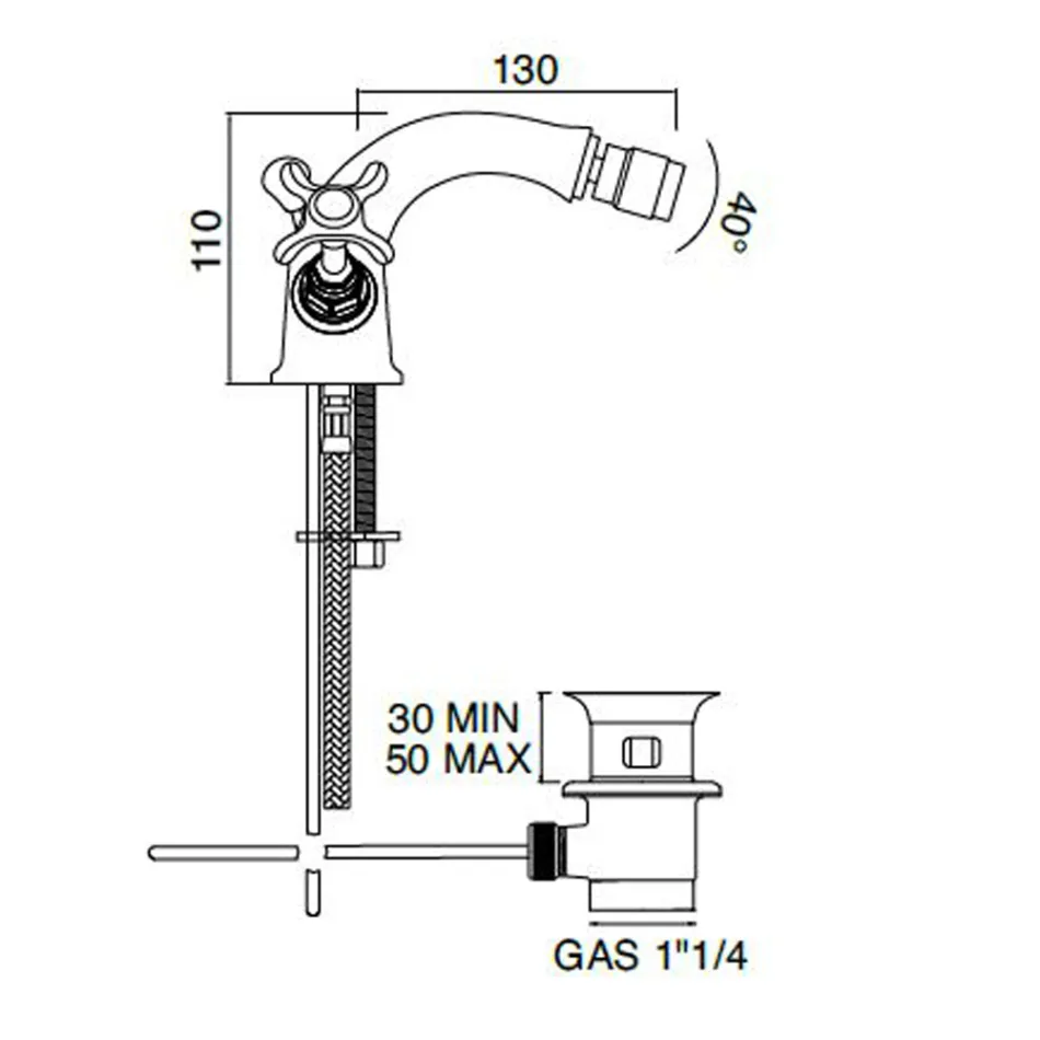 Trokitje e vogël e bidetit me një vrimë në tunxh me doreza klasike fluturash - Fioretta Viadurini
