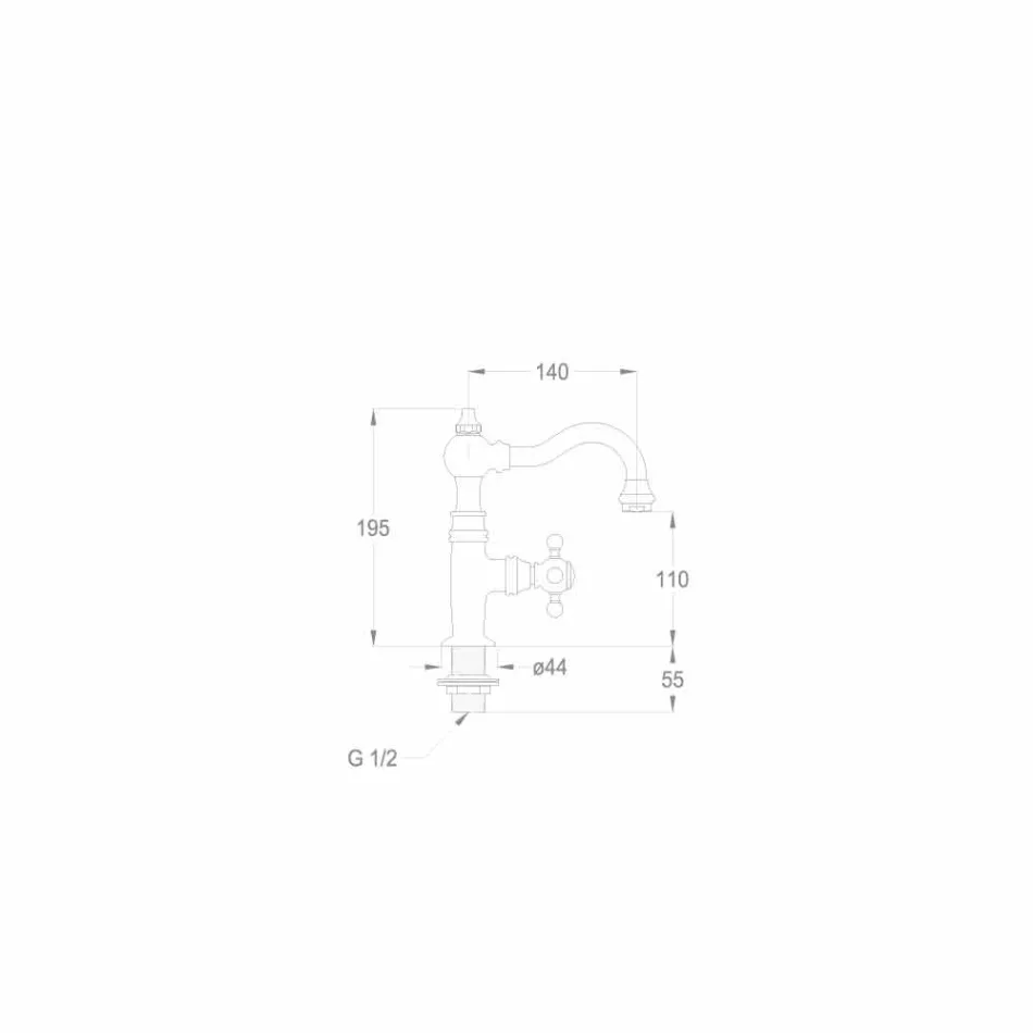 Dizenjoni rubinetin e pellgut të banjës Mono-ujë në tunxh prodhuar në Itali - Binsu Viadurini