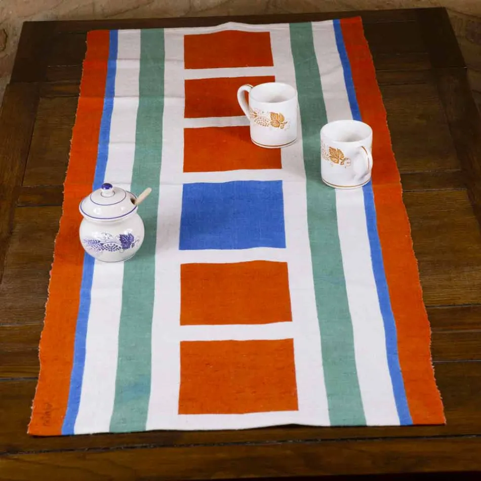 Hand Painted Hemp Runner Pije unike italiane e artit - Markat Viadurini