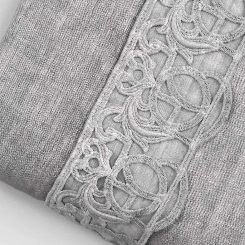 Çanta ruajtëse me mbulesë prej liri me dantella dhe kopsa Sinergia - Energis Viadurini