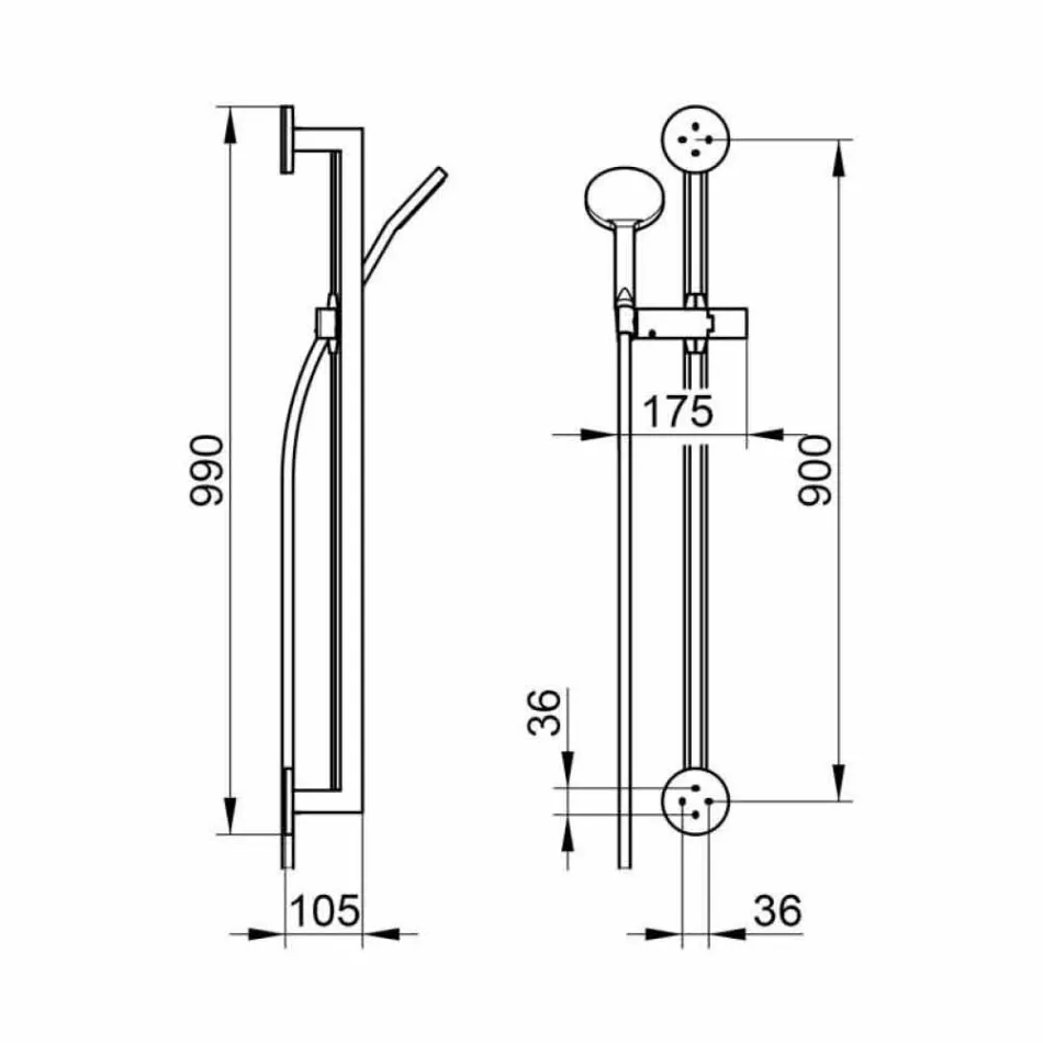 Hekur dushi me dore prej metali të kromuar me dizajn - Girino Viadurini