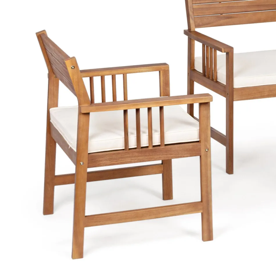 Dhomë ndenjeje 4 aksesorë kopshtesh dizajner në dru akacie - Roxen Viadurini