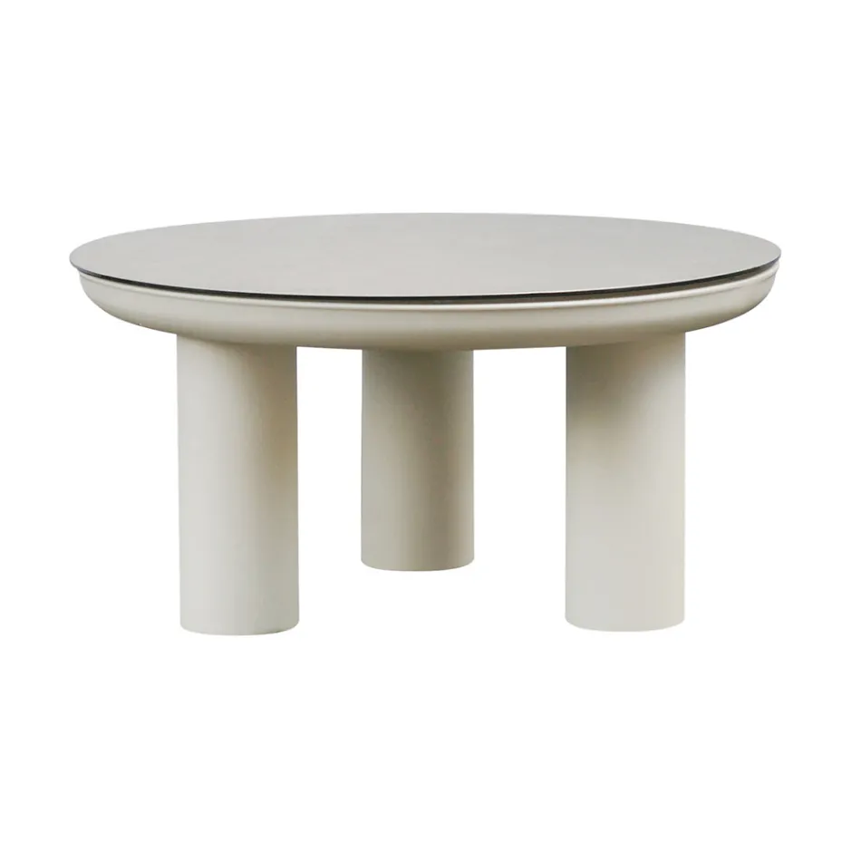 Dhoma dite e perbere nga 2 kolltuqe, 1 divan dhe 2 tavolina kafeje prej alumini - Fusion Viadurini