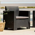 Sallon me 1 divan, 2 kolltukë dhe 1 tavolinë kafeje me jastëkë sedilje - Makineri Viadurini