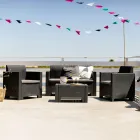 Sallon me 1 divan, 2 kolltukë dhe 1 tavolinë kafeje me jastëkë sedilje - Makineri Viadurini