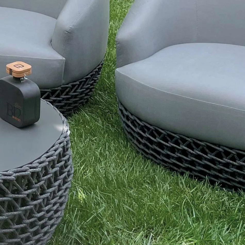 Set Lounge me bazë pëlhure të endur në natyrë - Pixie Viadurini