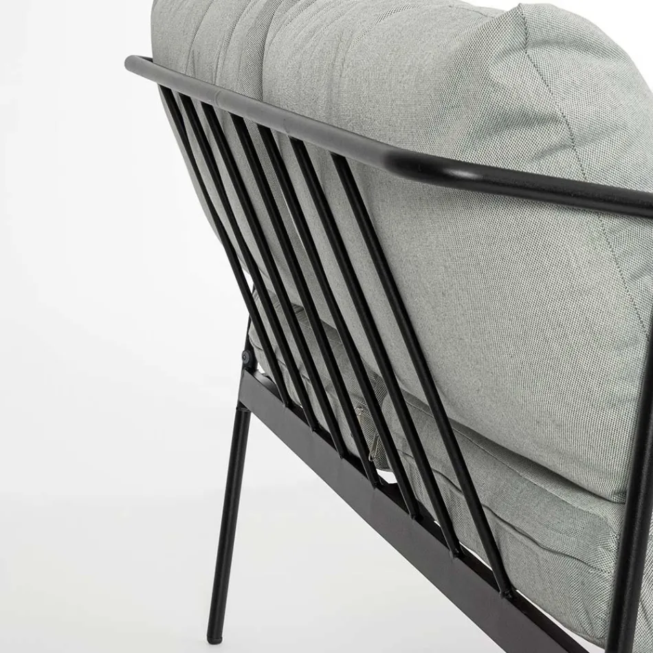 Sallon në natyrë me 1 divan, 2 kolltuqe dhe 2 tavolina çeliku - Preferoni Viadurini