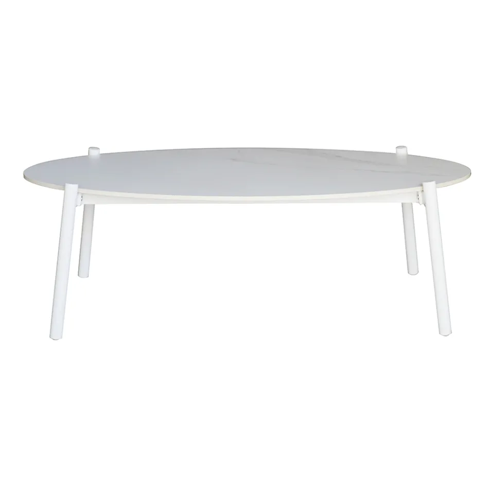 Dhomë ndenjeje në natyrë me jastëkë dhe krahë të rrumbullakosura - Zenith Viadurini