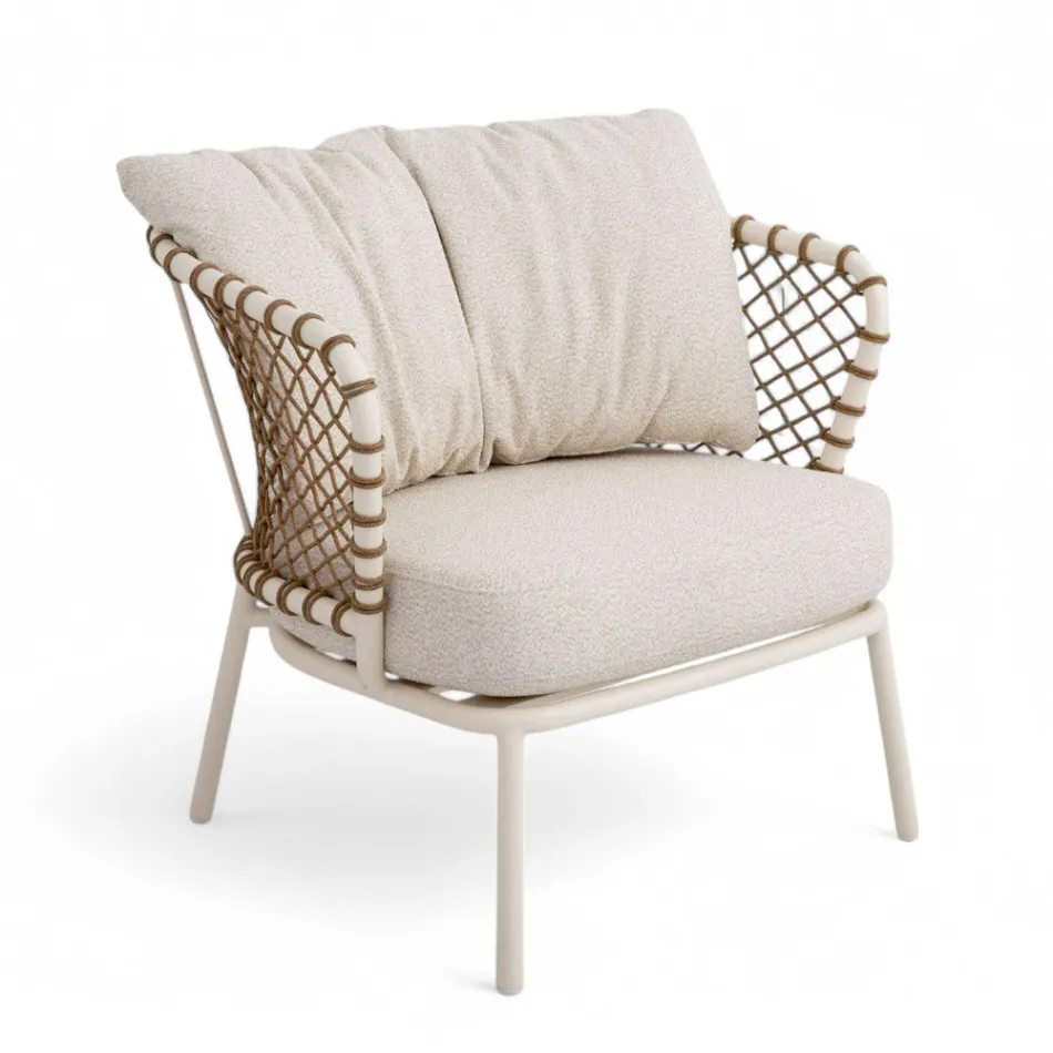 Sallon në natyrë me kornizë alumini dhe mbështetëse me litar - Skyline Viadurini