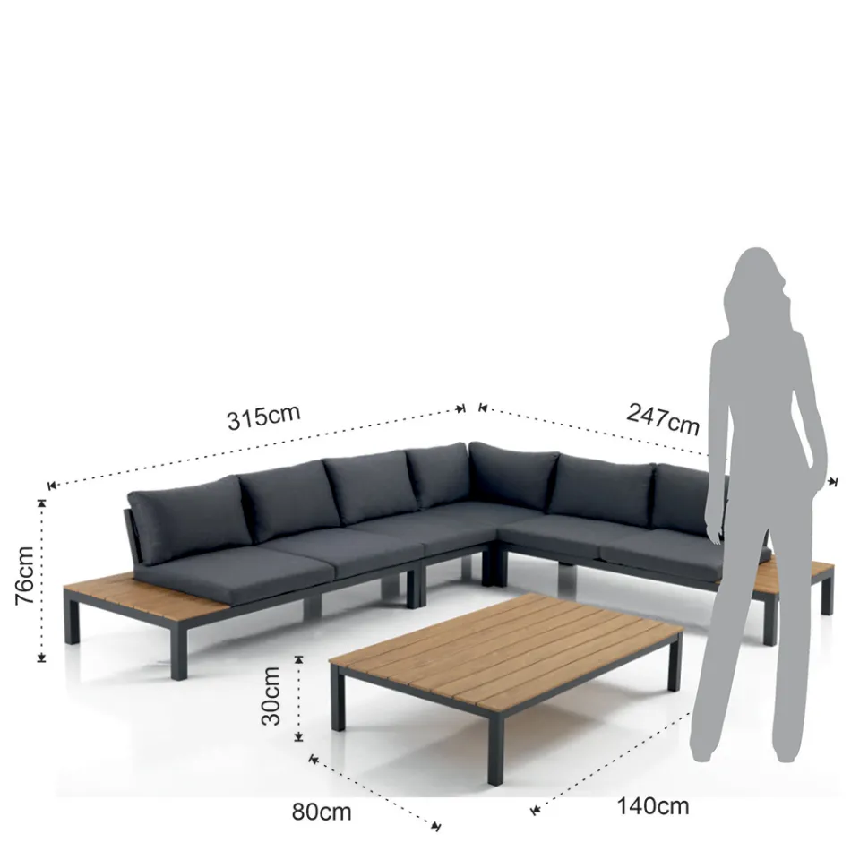 Dhoma dite e jashtme dhe e brendshme e perbere nga 1 divan qoshe dhe 1 tavoline kafeje - Savoir Viadurini