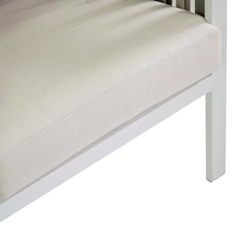 Sallon në natyrë me jastëkë të bardhë alumini dhe krem - Relaz Viadurini