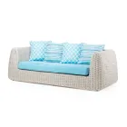 Sallë pritjeje në natyrë në Polyrattan dhe Blue Cushions - Charlie Viadurini