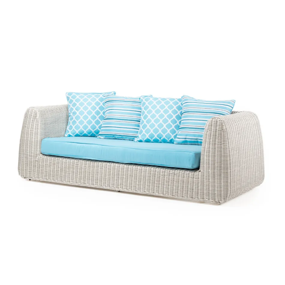 Sallë pritjeje në natyrë në Polyrattan dhe Blue Cushions - Charlie Viadurini