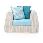 Sallë pritjeje në natyrë në Polyrattan dhe Blue Cushions - Charlie Viadurini