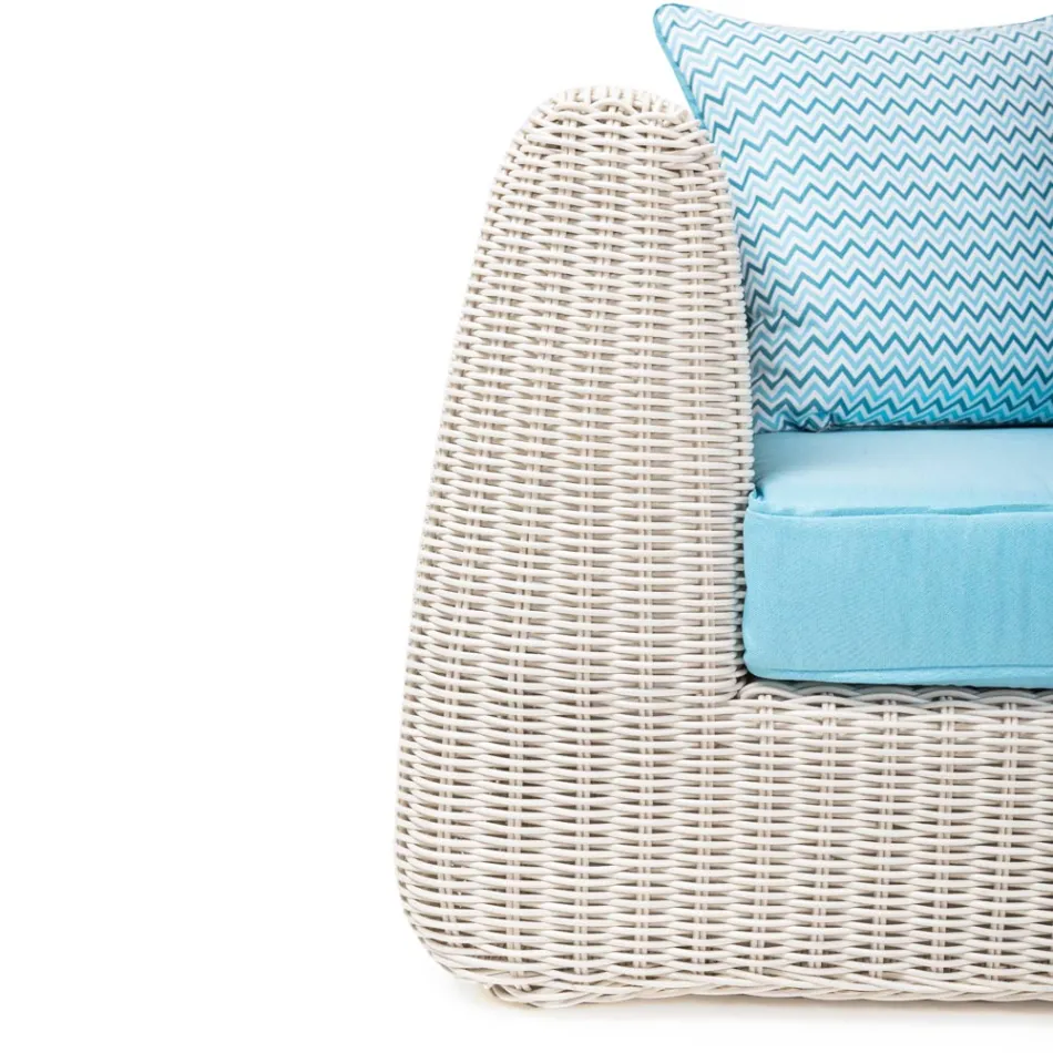 Sallë pritjeje në natyrë në Polyrattan dhe Blue Cushions - Charlie Viadurini