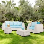 Sallë pritjeje në natyrë në Polyrattan dhe Blue Cushions - Charlie Viadurini