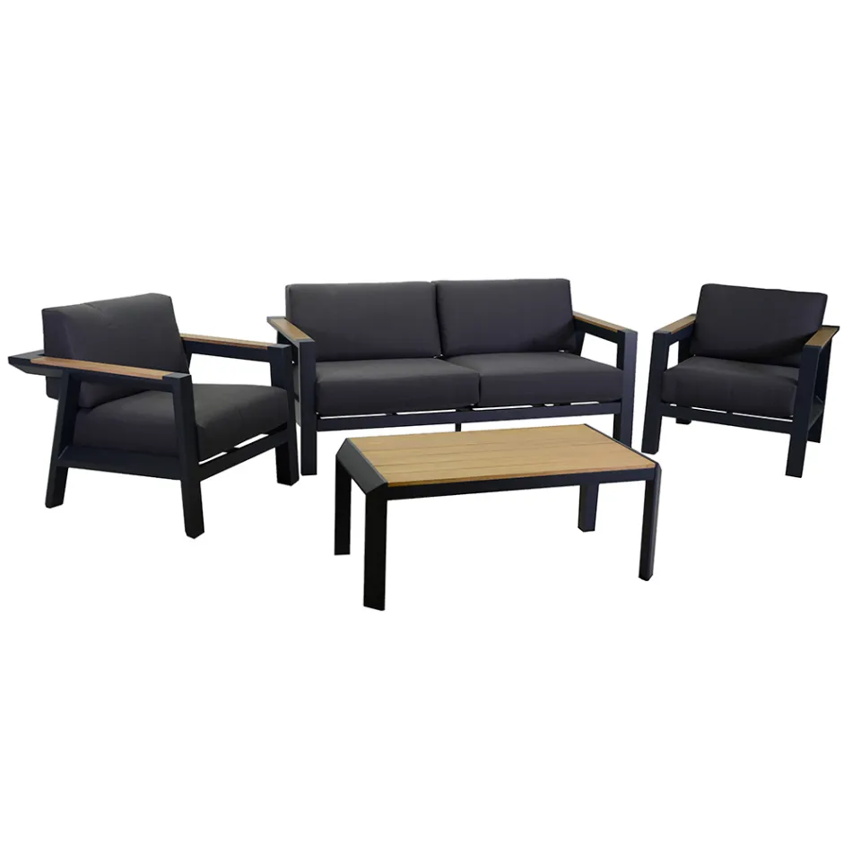 Sallë pritjeje në natyrë e bërë nga alumini me detaje tik braziliane - Ditari Viadurini