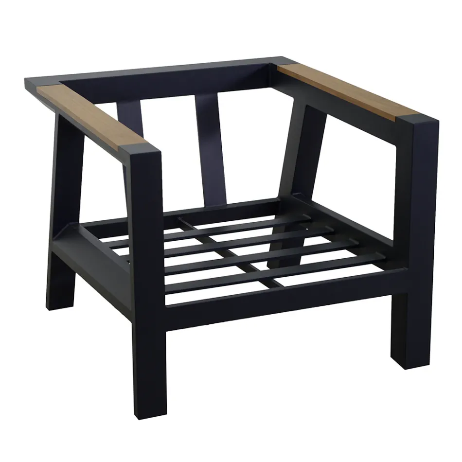 Sallë pritjeje në natyrë e bërë nga alumini me detaje tik braziliane - Ditari Viadurini