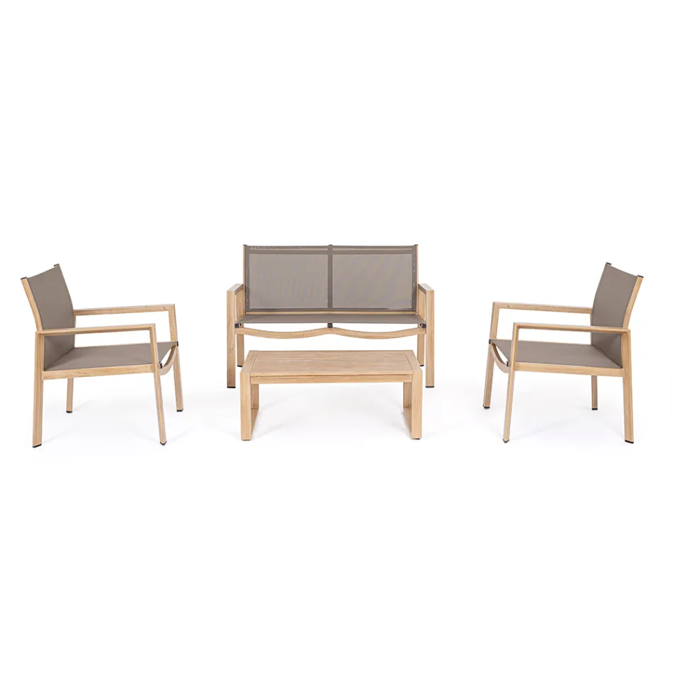 Kopsht sallon me 1 divan, 2 kolltuqe dhe 1 tavoline kafeje - Plan Viadurini