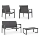 Kopsht sallon me 1 divan, 2 kolltuqe dhe 1 tavoline kafeje - Plan Viadurini