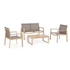 Kopsht sallon me 1 divan, 2 kolltuqe dhe 1 tavoline kafeje - Plan Viadurini