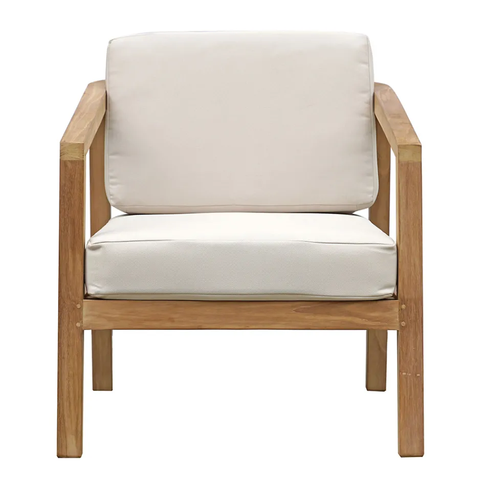 Set Kopshti FSC Teak me Jastëkë Ecru - Caresa Viadurini