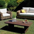 Rattan Garden Lounge me Tavolinë kafeje prej druri dhe jastëkë - Hugues Viadurini