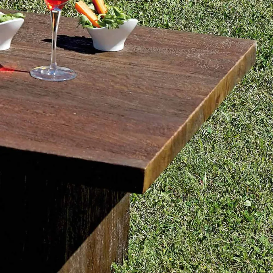 Rattan Garden Lounge me tavolinë kafeje prej druri dhe jastëkë - Hugues Viadurini