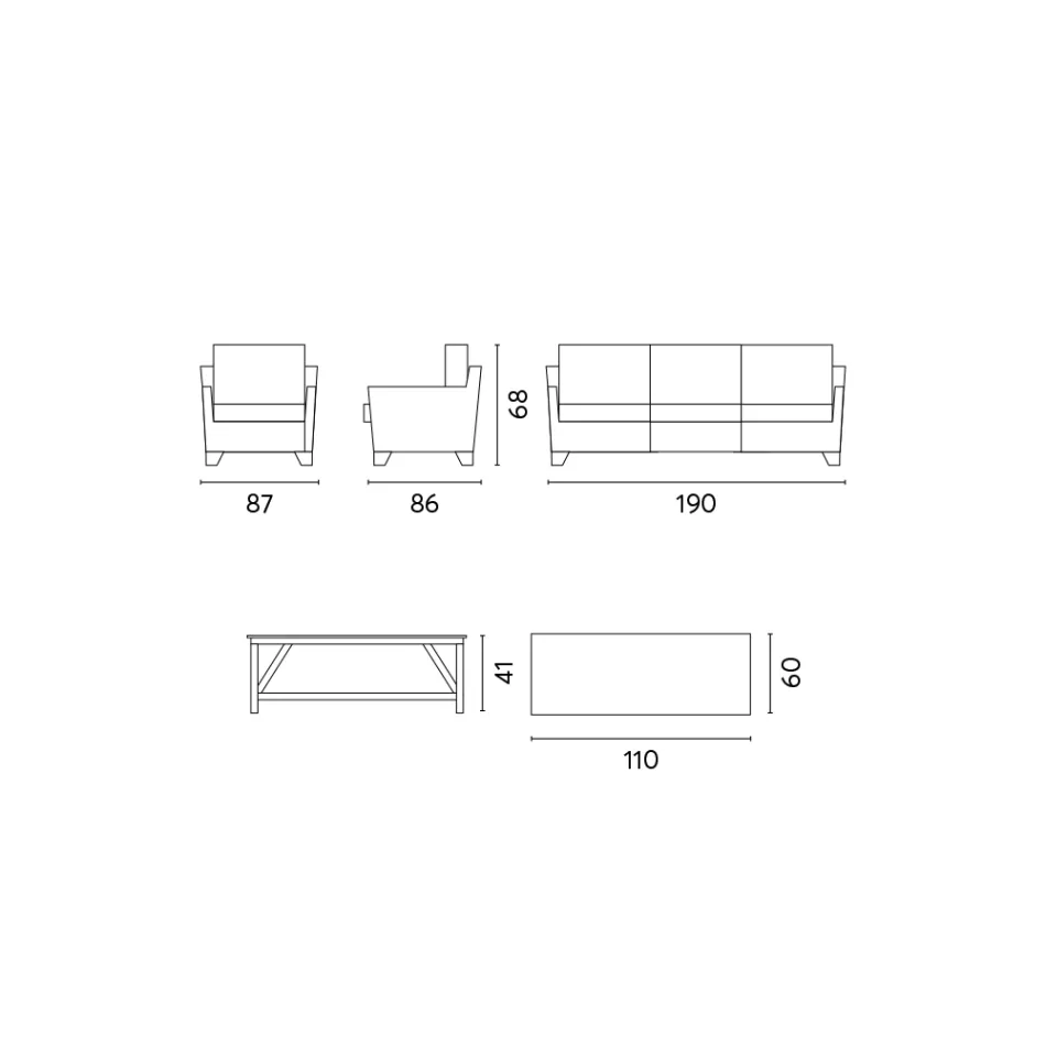 Sallë pritjeje në natyrë me tavolinë kafeje Mango Wood dhe jastëkë Polycotton - Orlanda Viadurini