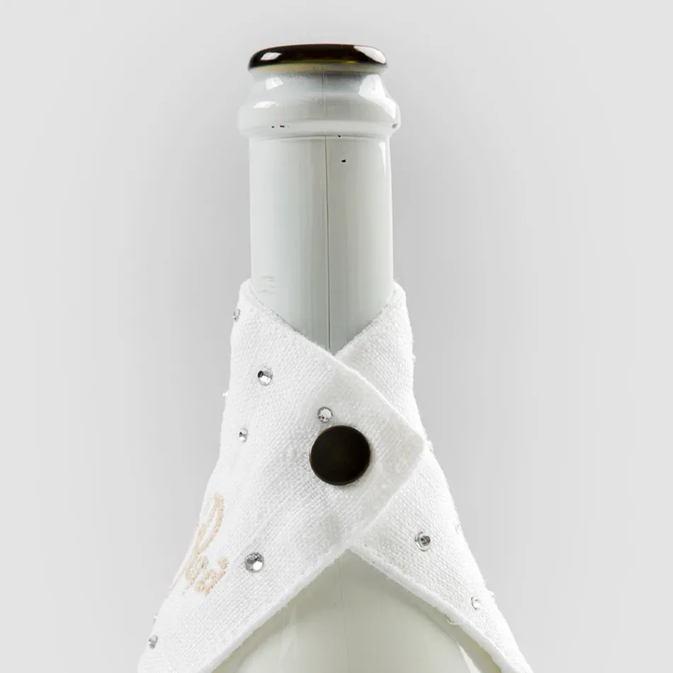 Tabaka pikuese prej liri e bardhë ose e zezë me qëndisje dhe kristale 2 copë - Salvino Viadurini