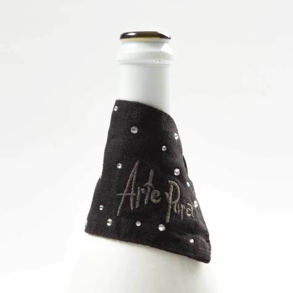 Tabaka pikuese prej liri e bardhë ose e zezë me qëndisje dhe kristale 2 copë - Salvino Viadurini