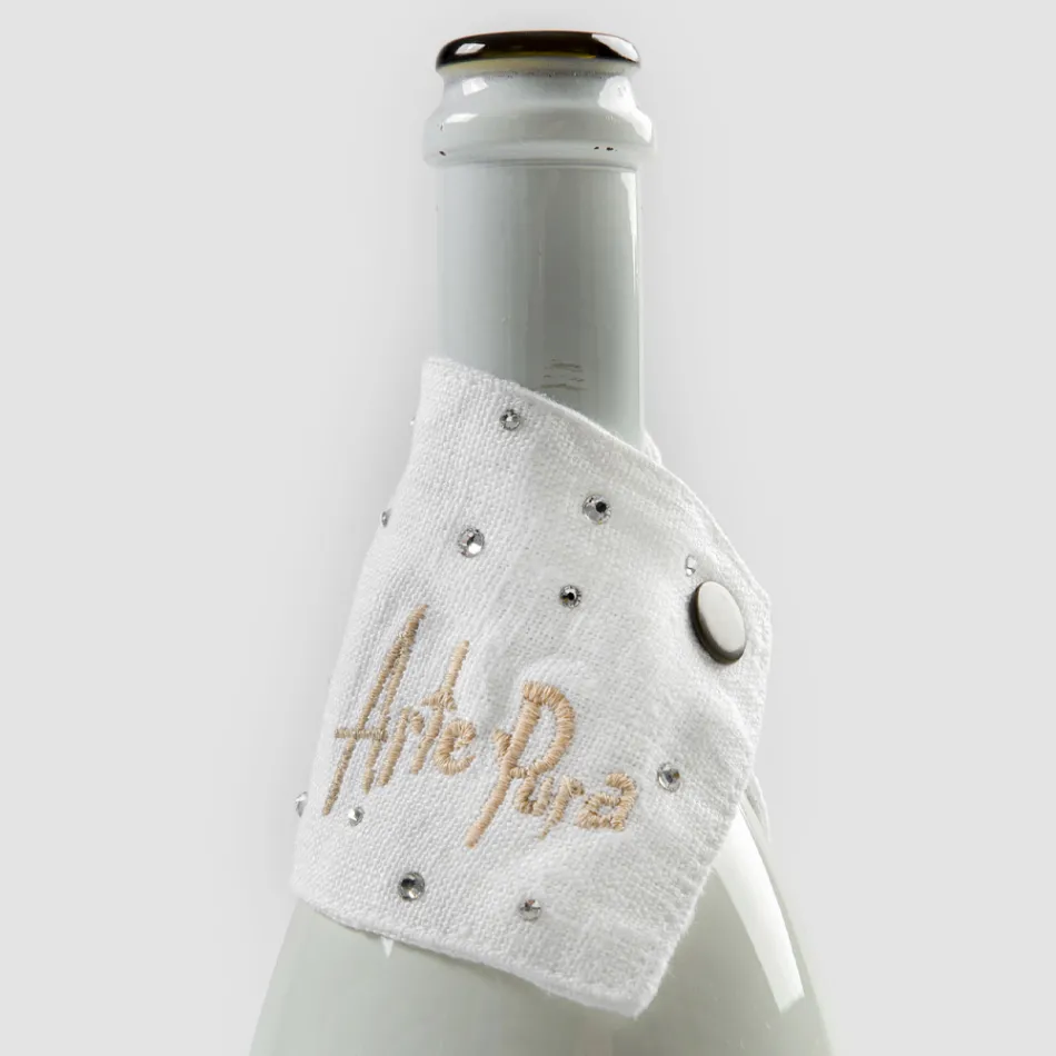 Tabaka pikuese prej liri e bardhë ose e zezë me qëndisje dhe kristale 2 copë - Salvino Viadurini