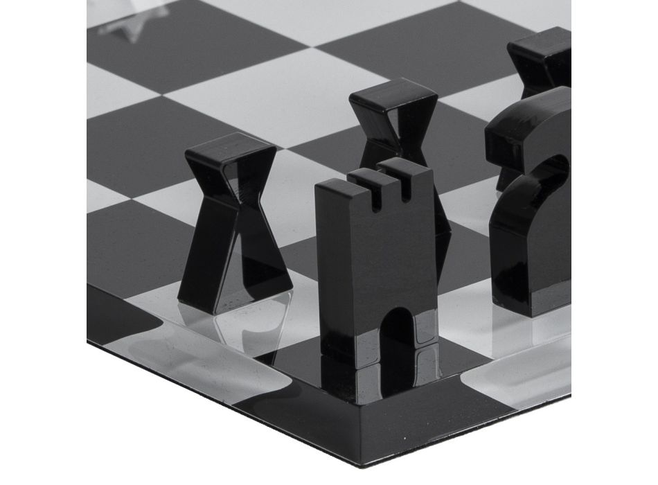 Tabelë shahu për shah dhe zonjë në kristal akrilik Prodhuar në Itali - Smanto Viadurini