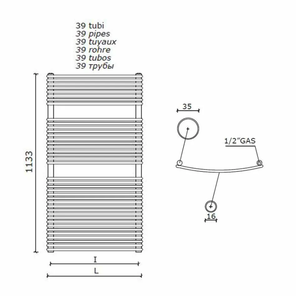 Projektues vertikal Ngrohuesi hidraulik i banjës në çelik 1013 W - Griffin Viadurini