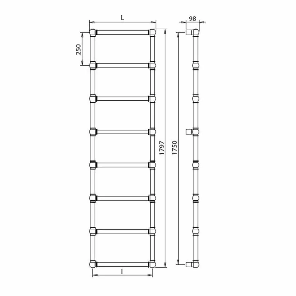 Tub prej bronzi ngrohëse për peshqir modular hidraulik Ari 311 W - Cezari Viadurini