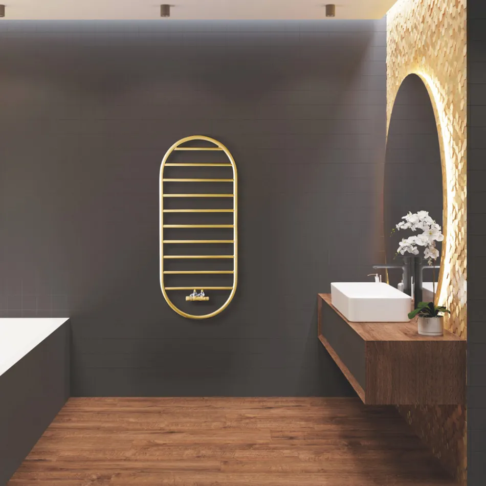 Ngrohëse peshqirësh me dizajn “Tutto Tondo Slim” në çelik Prodhuar në Itali - E lëmuar Viadurini