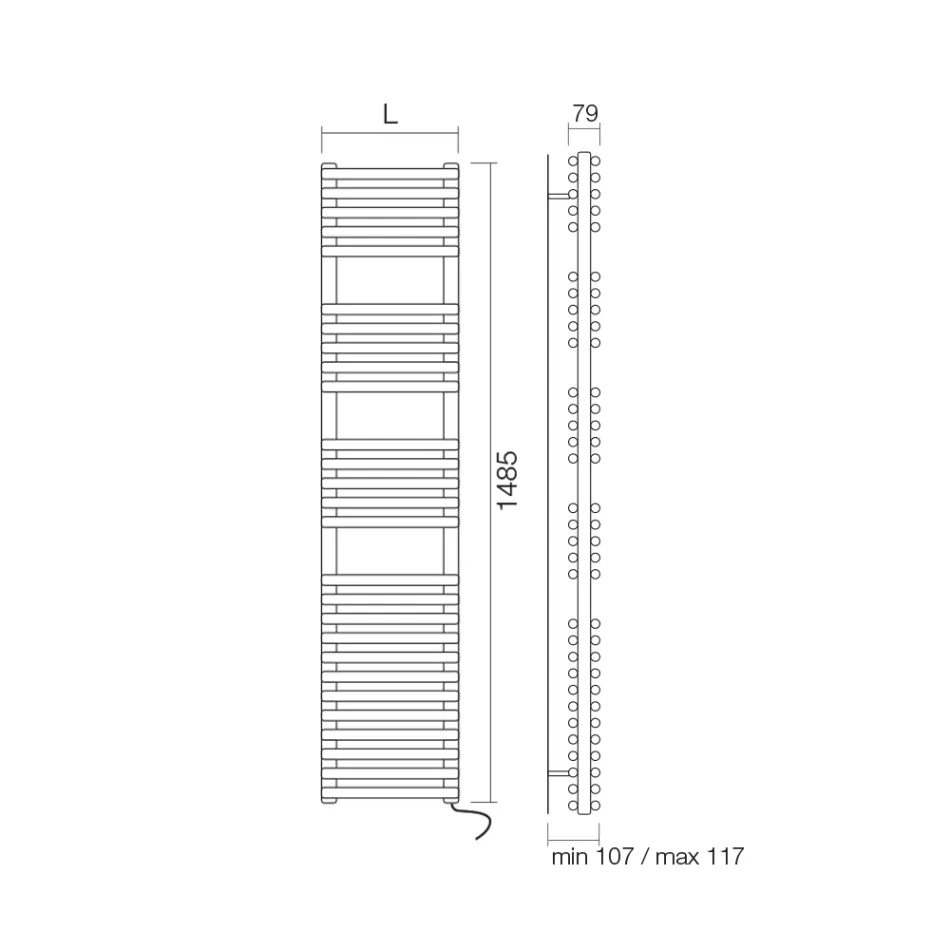 Ngrohëse Elektrike Peshqiresh me 4 Seri Elementesh Horizontale Prodhuar në Itali - Meringë Viadurini