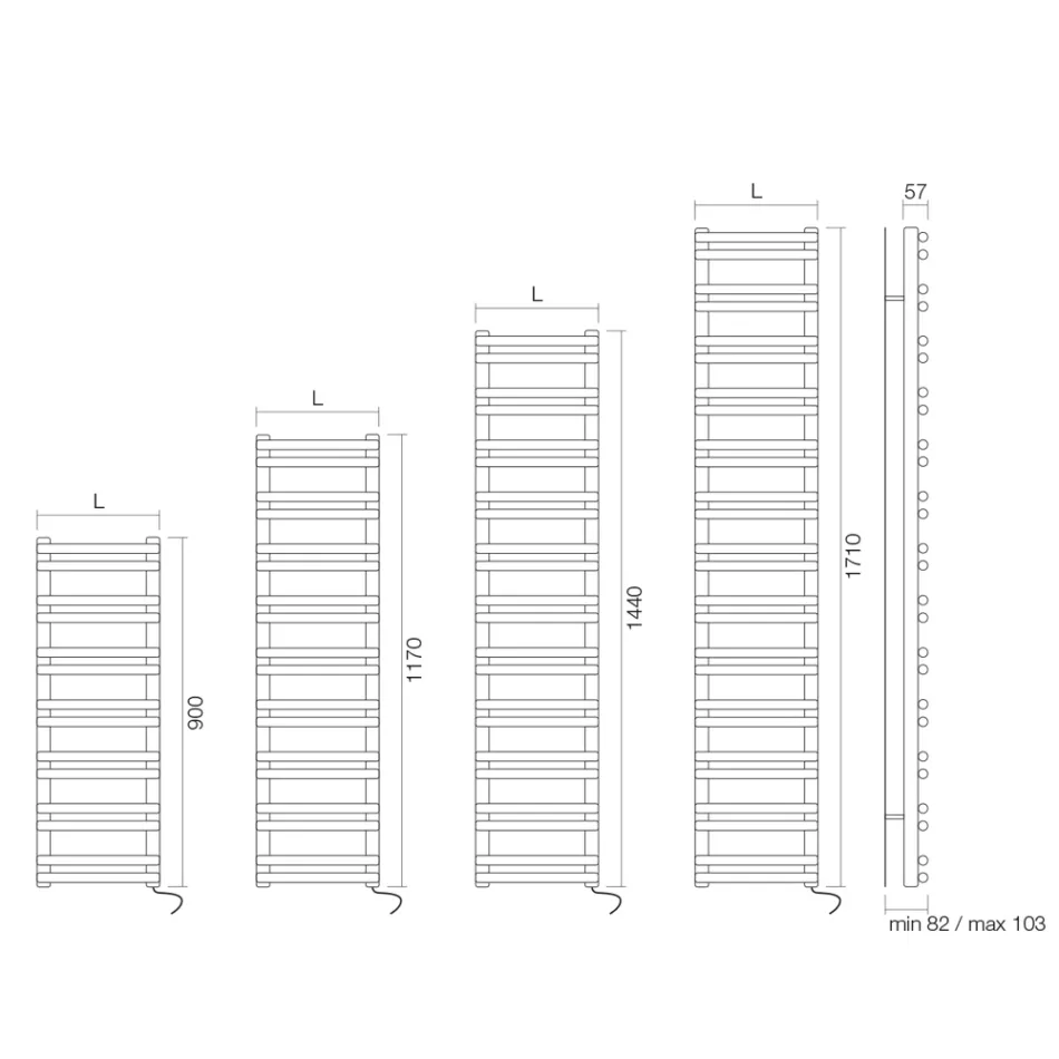 Ngrohëse Peshqirësh Elektrike me Elemente Horizontale Prodhuar në Itali - Amaretti Viadurini