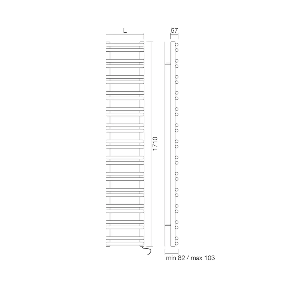 Ngrohëse elektrike për peshqirë me elemente horizontale Prodhuar në Itali - Amaretti Viadurini
