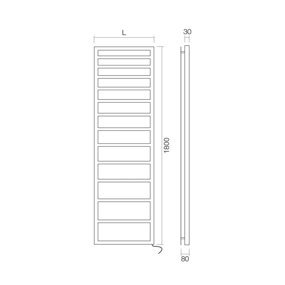 Ngrohëse elektrike për peshqirë me linja të thjeshta në çelik Prodhuar në Itali - Fëstëk Viadurini