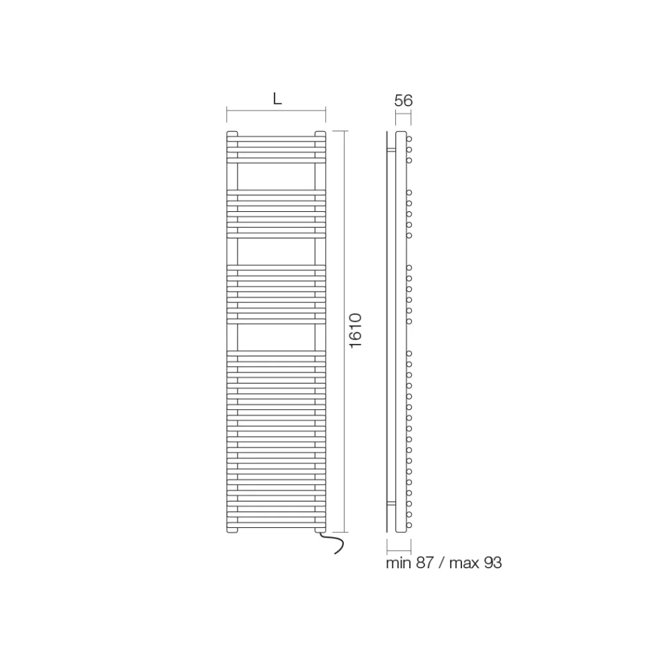 Ngrohëse elektrike për peshqirë në Finish çelik Saten Made in Italy - Peel Viadurini