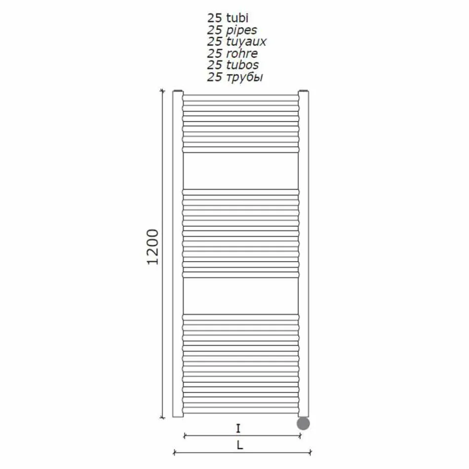 Ngrohës elektrik për peshqir për projektin vertikal të banjës në çelik 300 W - Italo Viadurini