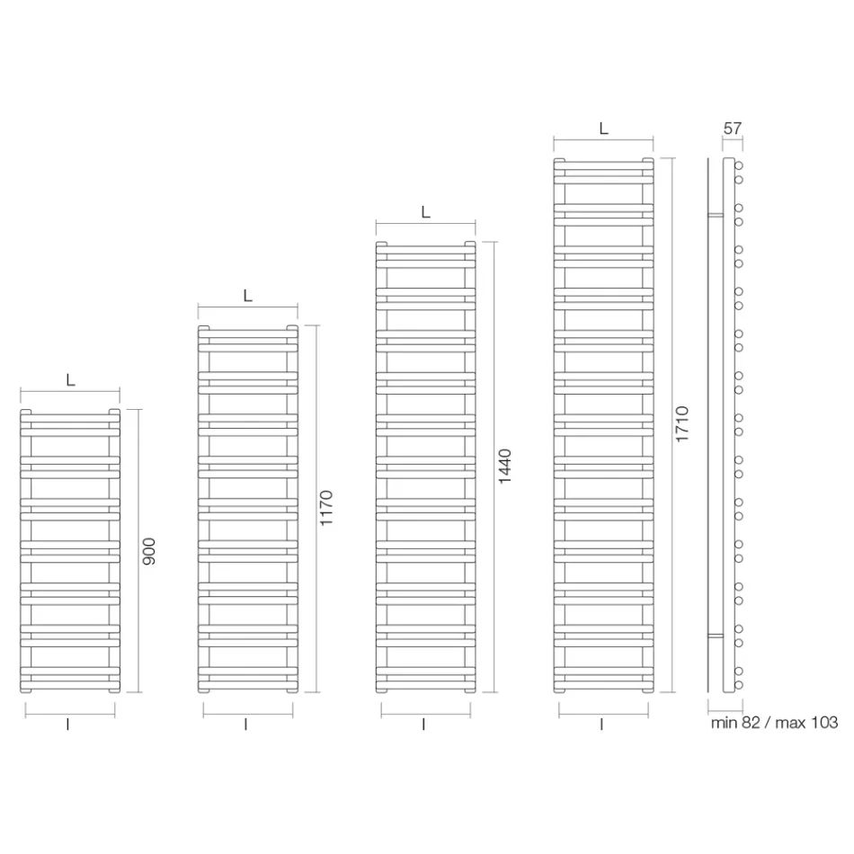 Ngrohëse Peshqirësh Hidraulike Amaretti me Elemente Horizontale të Prodhuar në Itali Viadurini