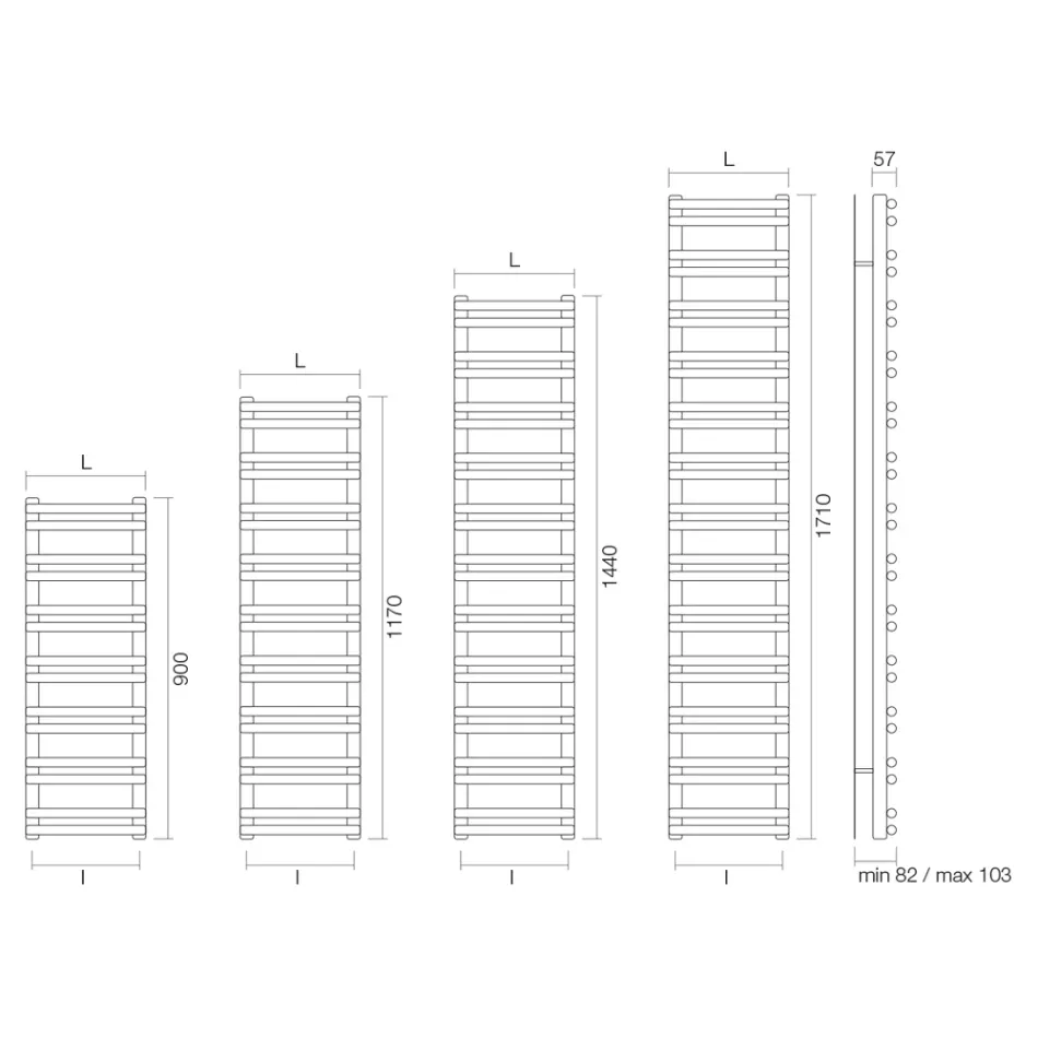 Ngrohëse peshqirësh të përzier Amaretti me elementë horizontalë të prodhuar në Itali Viadurini