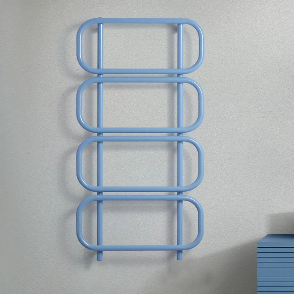 Shkallë ngrohëse elektrike për peshqirë në çelik të sheshtë me ngjyrë Prodhuar në Itali - Zinxhirë Viadurini